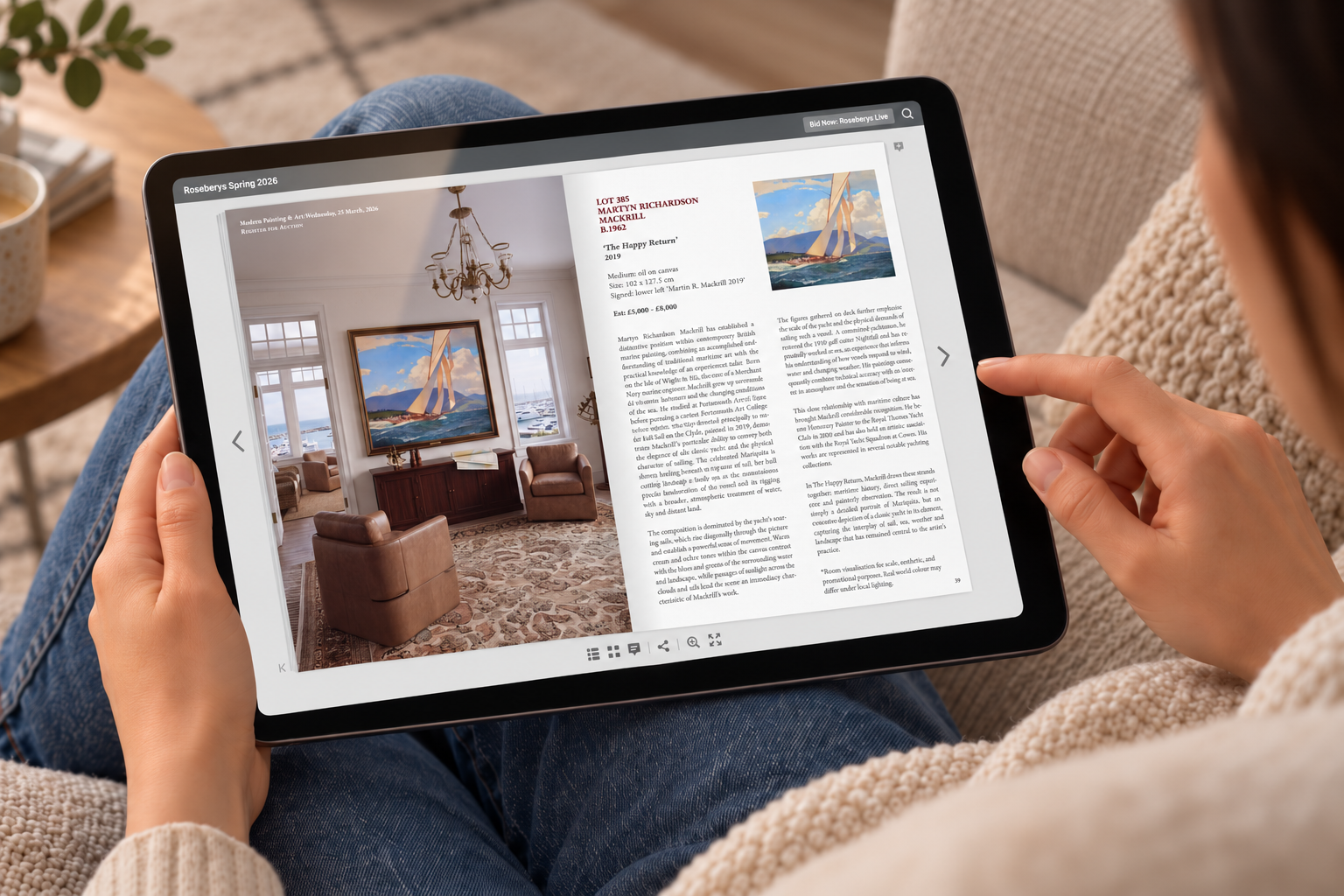 Interactive AfterIssue catalogue displayed on an iPad